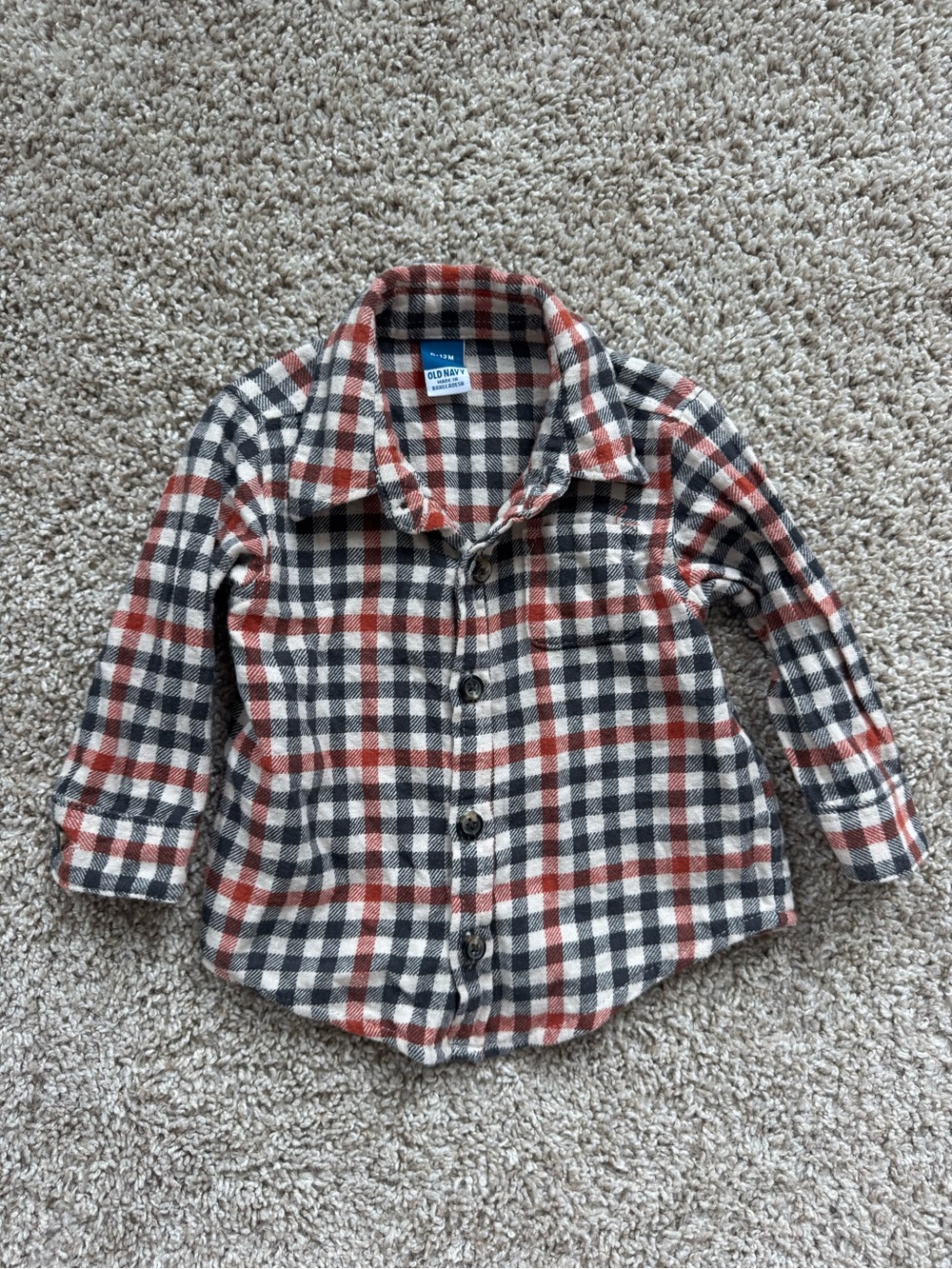 Old Navy Plaid Button-Down Shirt in Red, Black & Cream